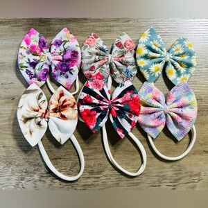 Handmade Babygirl Nylon Floral Bow Bundle